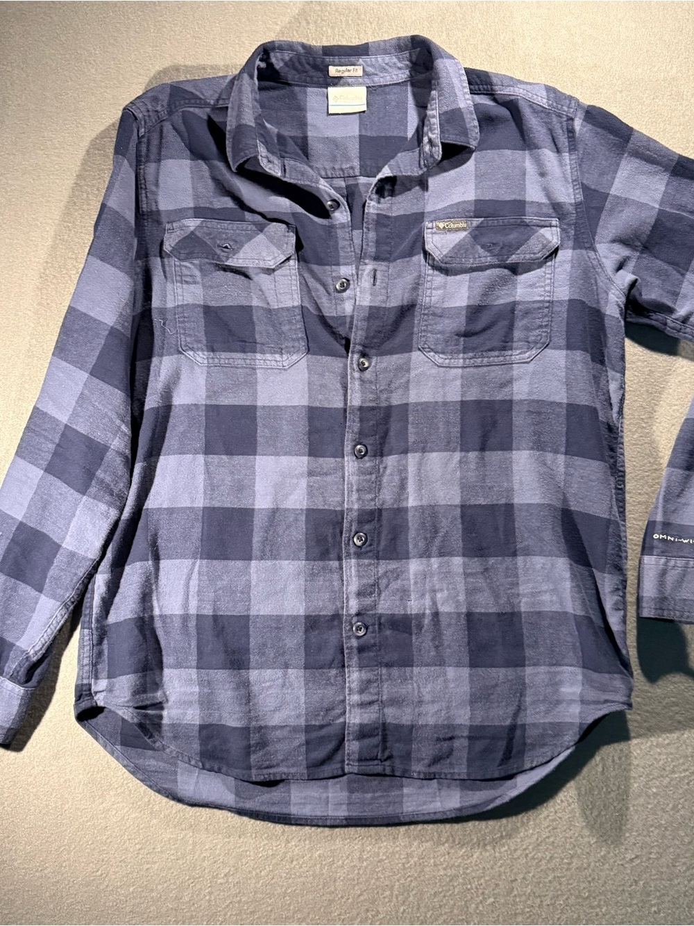 Columbia Blue/Navy Plaid Long-Sleeve Flannel
